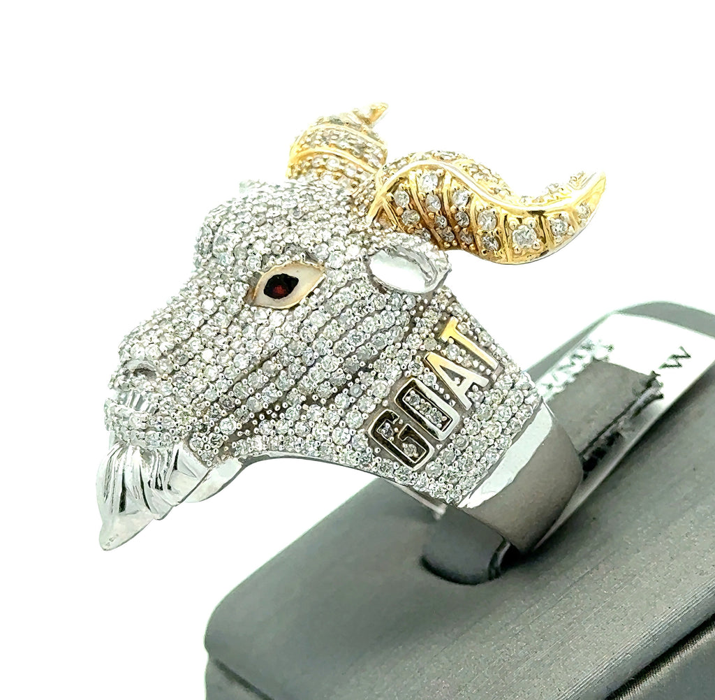 10k Two Toned Gold 2.94 CT Diamond Men's Goat Ring, 19.8g, Size 9.5, S108707