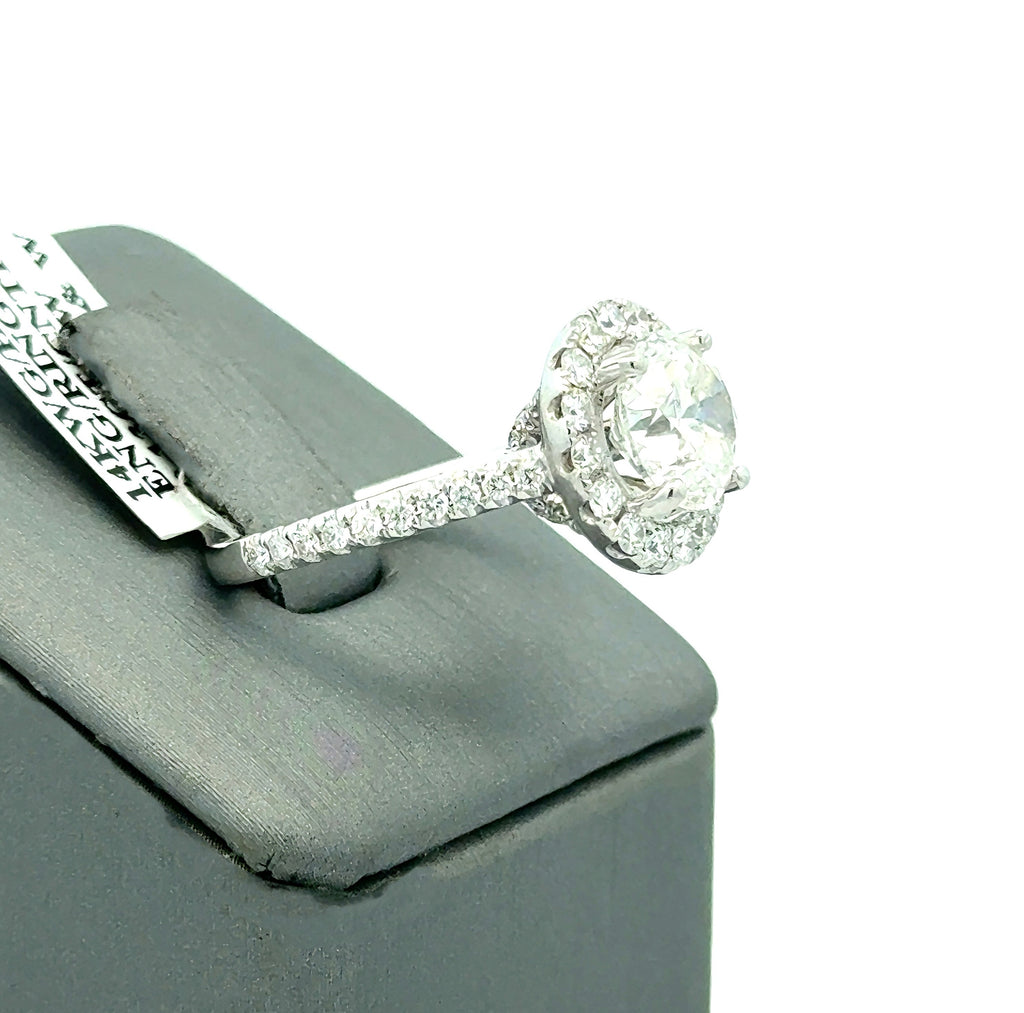 14k White Gold 3.00 CT Halo Diamond Engagement Ring, 4.7g, Size 5.25, S108708