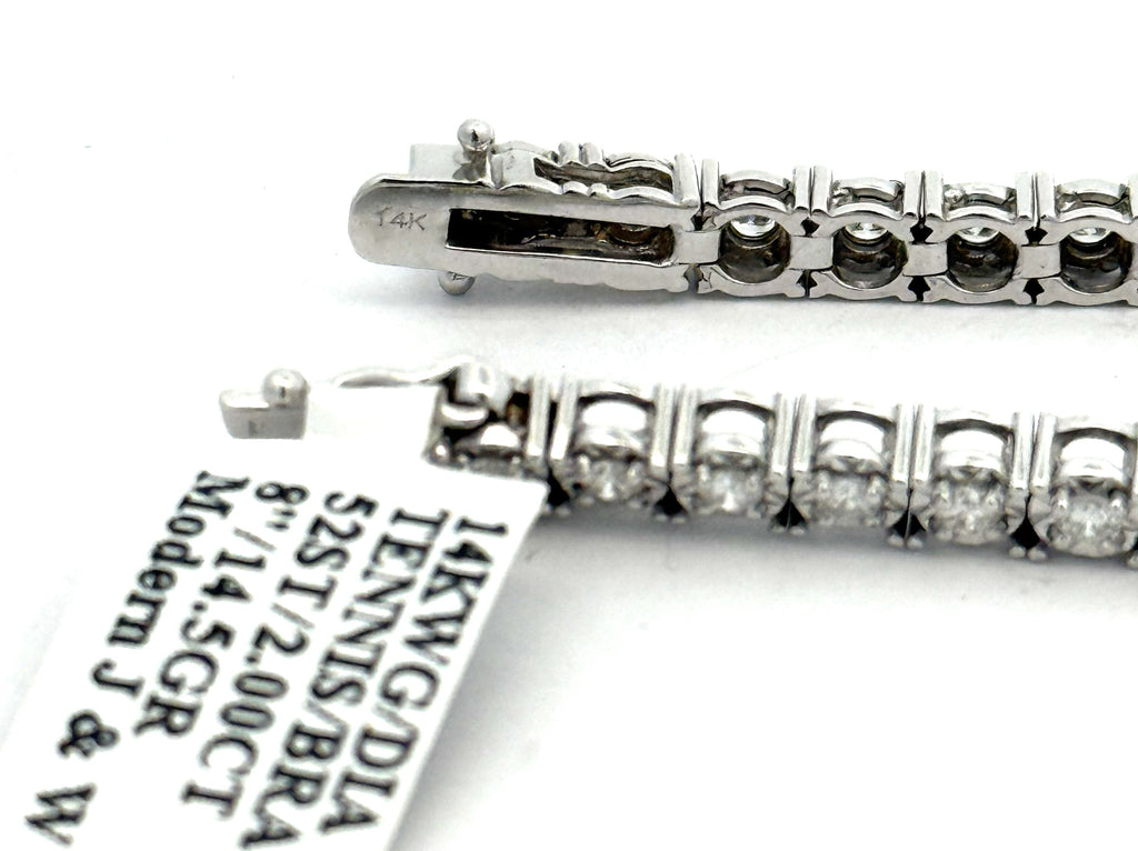14k White Gold 1.75 CT Diamond Tennis Bracelet Weight 14.5g Length 8", S108746