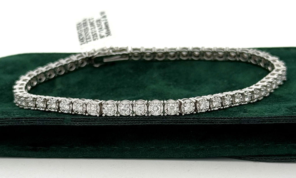 14k White Gold 1.75 CT Diamond Tennis Bracelet Weight 14.5g Length 8", S108746