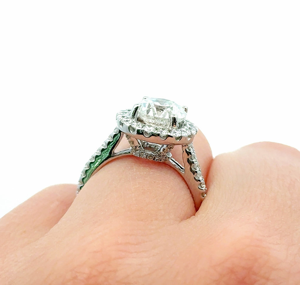 14k White Gold 3.00 CT Halo Diamond Engagement Ring, 4.7g, Size 5.25, S108708