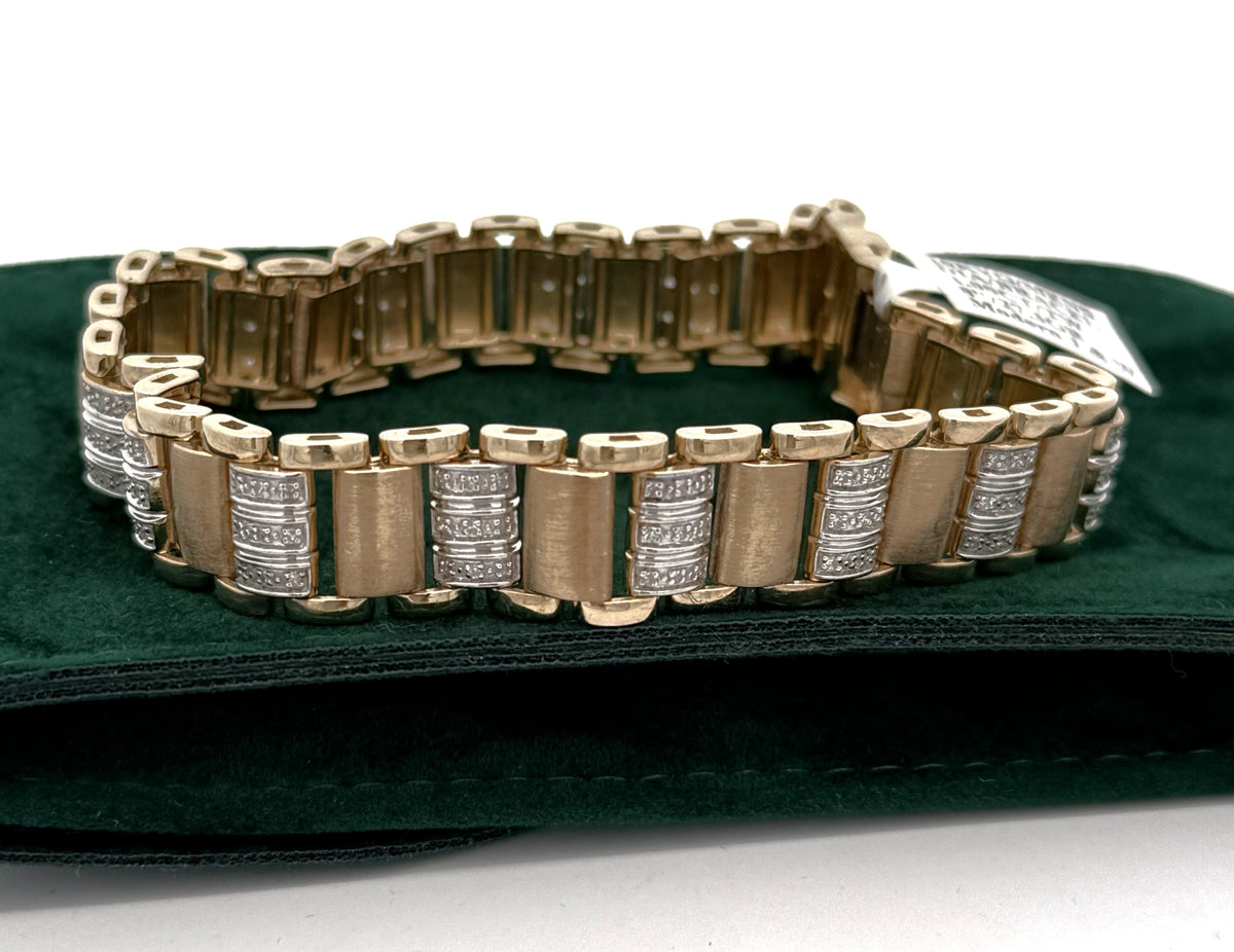 10k Yellow Gold 0.75CT Round Diamond Tennis Men's Bracelet, 8", S108759