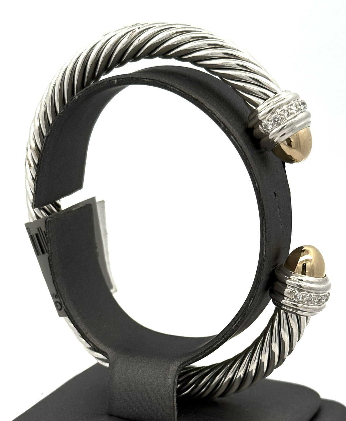 David Yurman Classic Cable Bracelet Sterling Silver with 14K Yellow Gold Domes and Diamonds, 7mm