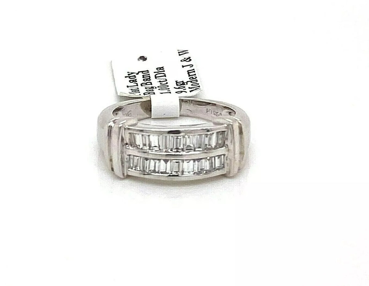 Platinum 1.00 CT Baguette Diamond Ladies Band, 9.6gm, Size 6.5, S100106