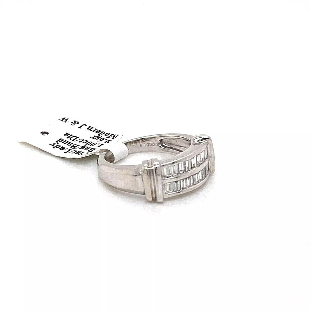 Platinum 1.00 CT Baguette Diamond Ladies Band, 9.6gm, Size 6.5, S100106