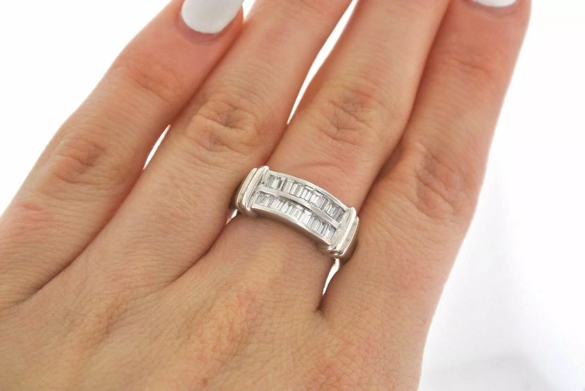 Platinum 1.00 CT Baguette Diamond Ladies Band, 9.6gm, Size 6.5, S100106
