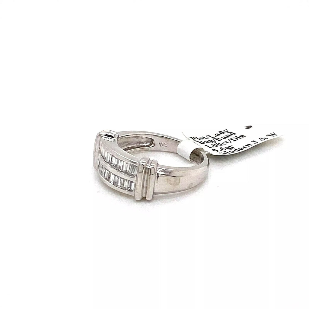 Platinum 1.00 CT Baguette Diamond Ladies Band, 9.6gm, Size 6.5, S100106