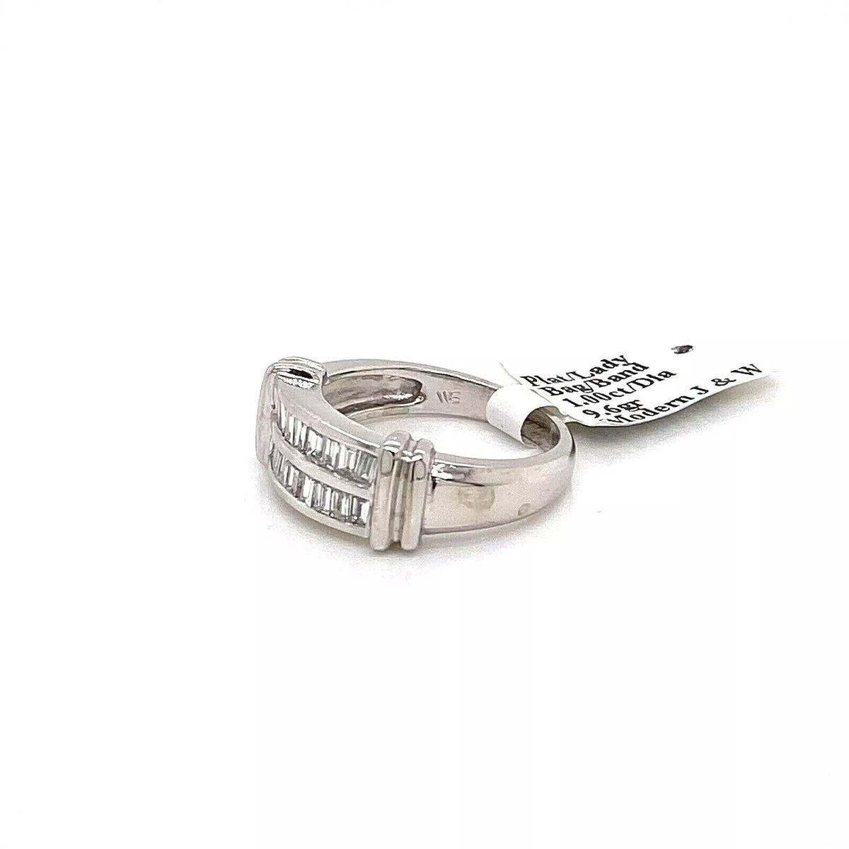 Platinum 1.00 CT Baguette Diamond Ladies Band, 9.6gm, Size 6.5, S100106