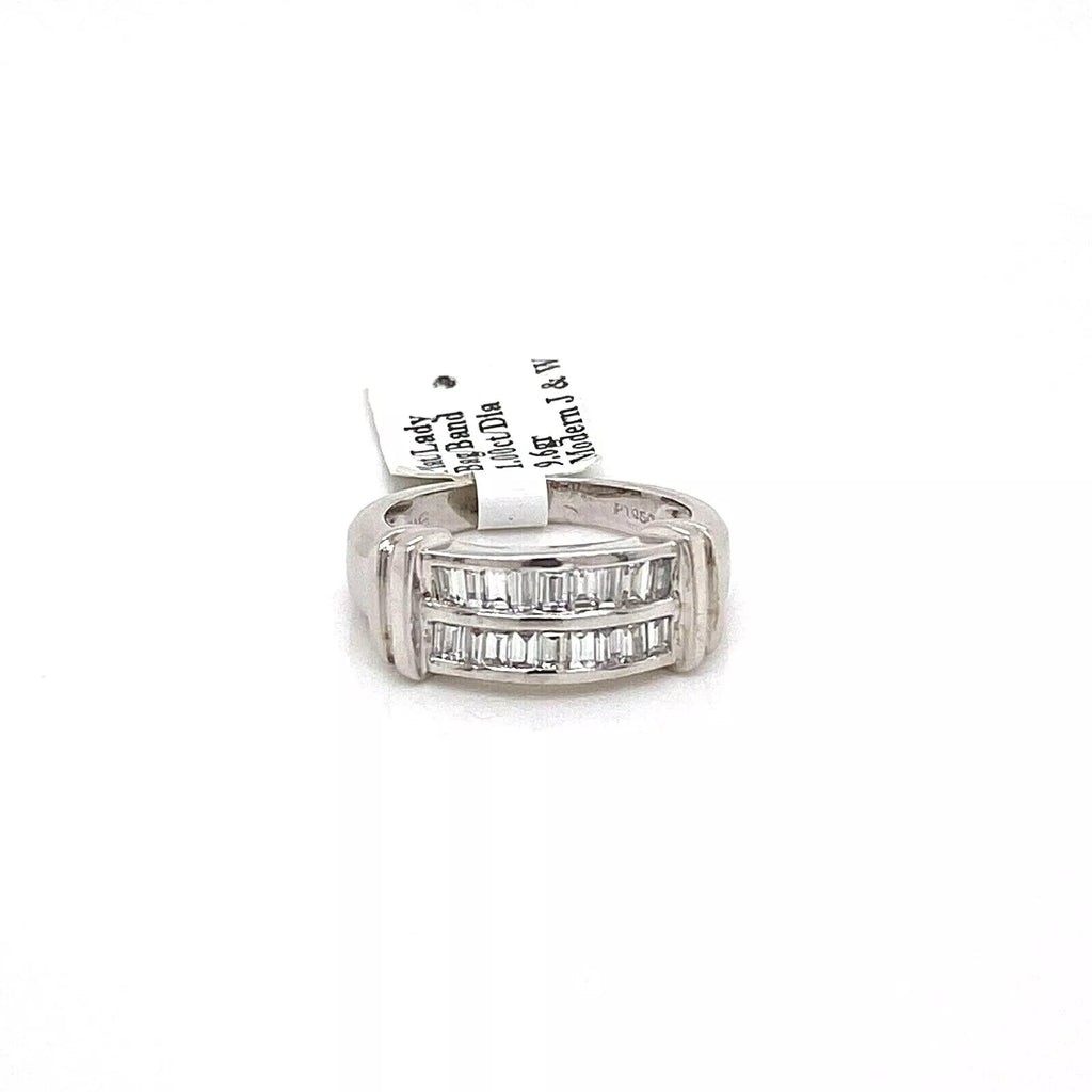 Platinum 1.00 CT Baguette Diamond Ladies Band, 9.6gm, Size 6.5, S100106