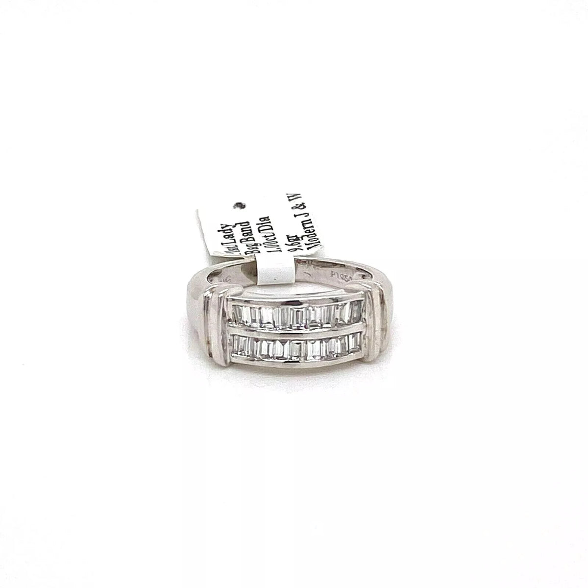 Platinum 1.00 CT Baguette Diamond Ladies Band, 9.6gm, Size 6.5, S100106