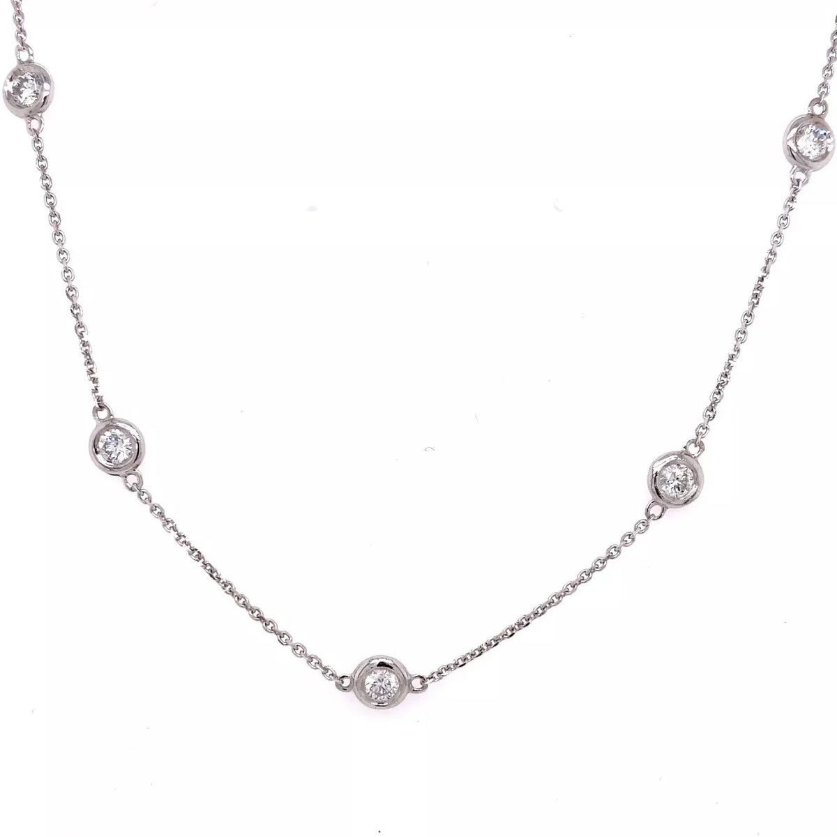 14k White Gold 1.85 CT Lab Diamond By The Yard Necklace, 4.7g, 16", S106359