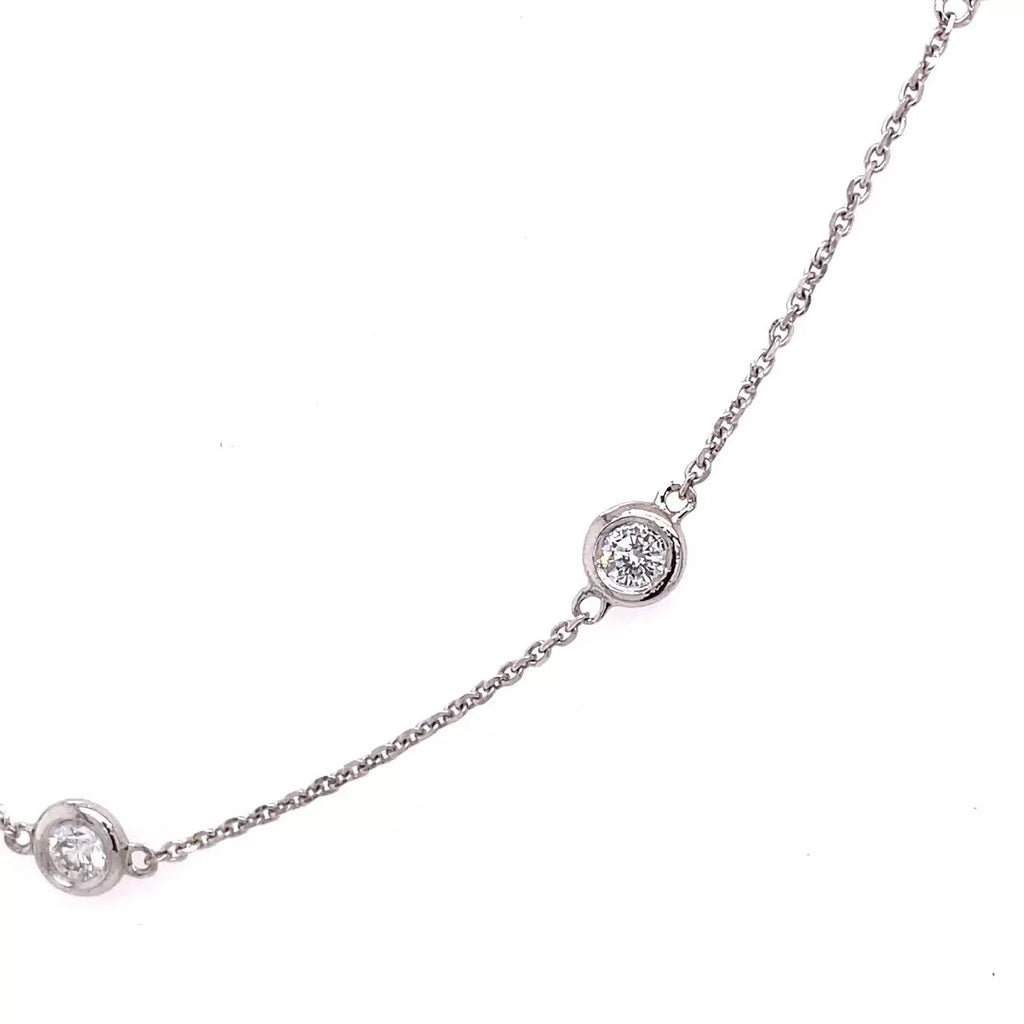 14k White Gold 1.85 CT Lab Diamond By The Yard Necklace, 4.7g, 16", S106359