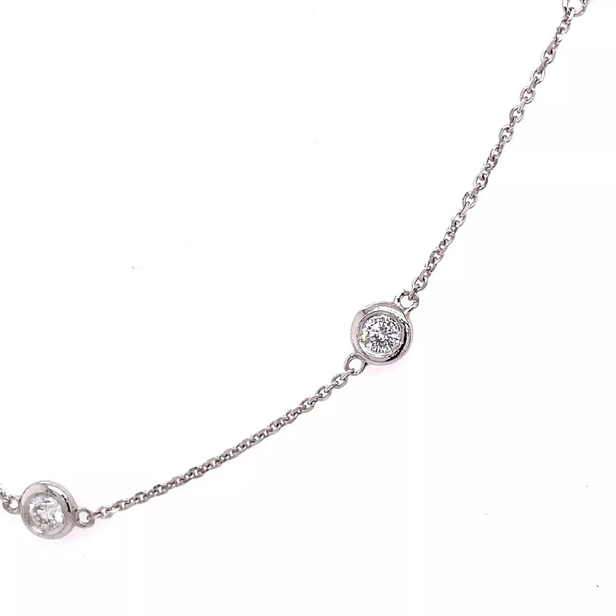 14k White Gold 1.85 CT Lab Diamond By The Yard Necklace, 4.7g, 16", S106359