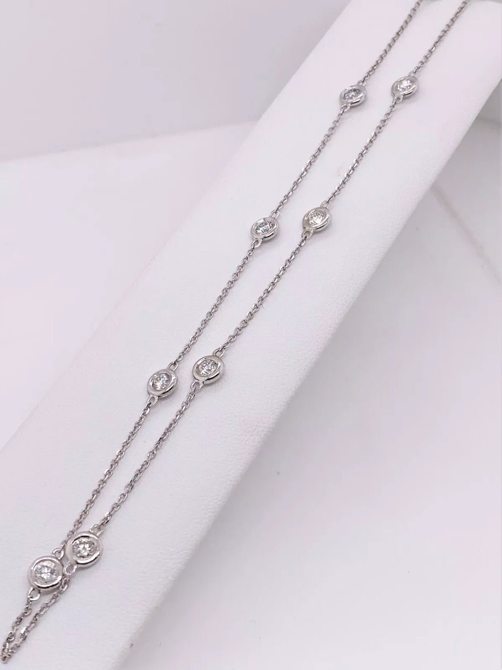 14k White Gold 1.85 CT Lab Diamond By The Yard Necklace, 4.7g, 16", S106359