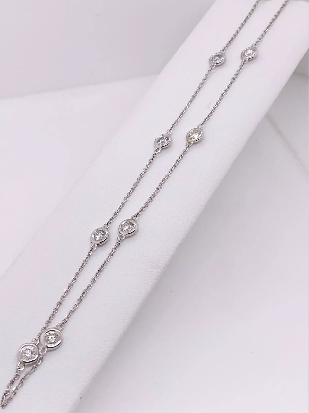 14k White Gold 1.85 CT Lab Diamond By The Yard Necklace, 4.7g, 16", S106359