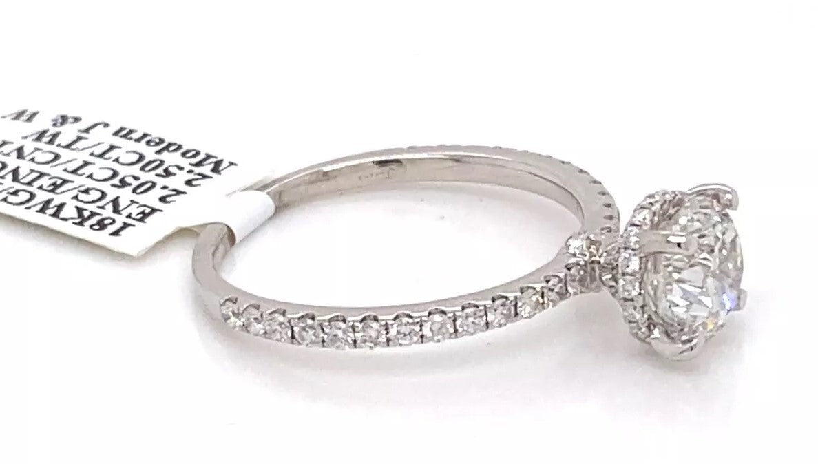 18k White Gold 2.50 CT Diamond Ladies Engagement Ring, Size 9.5, S106442