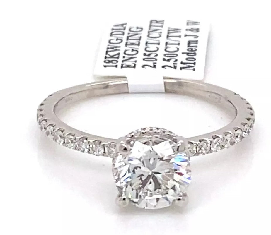 18k White Gold 2.50 CT Diamond Ladies Engagement Ring, Size 9.5, S106442