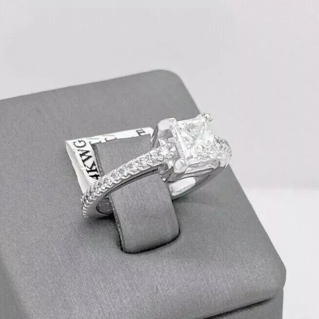 14K White Gold 1.75CT Princess Cut Diamond Engagement Ring, Size 5, 5gm, S12373