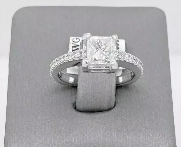 14K White Gold 1.75CT Princess Cut Diamond Engagement Ring, Size 5, 5gm, S12373