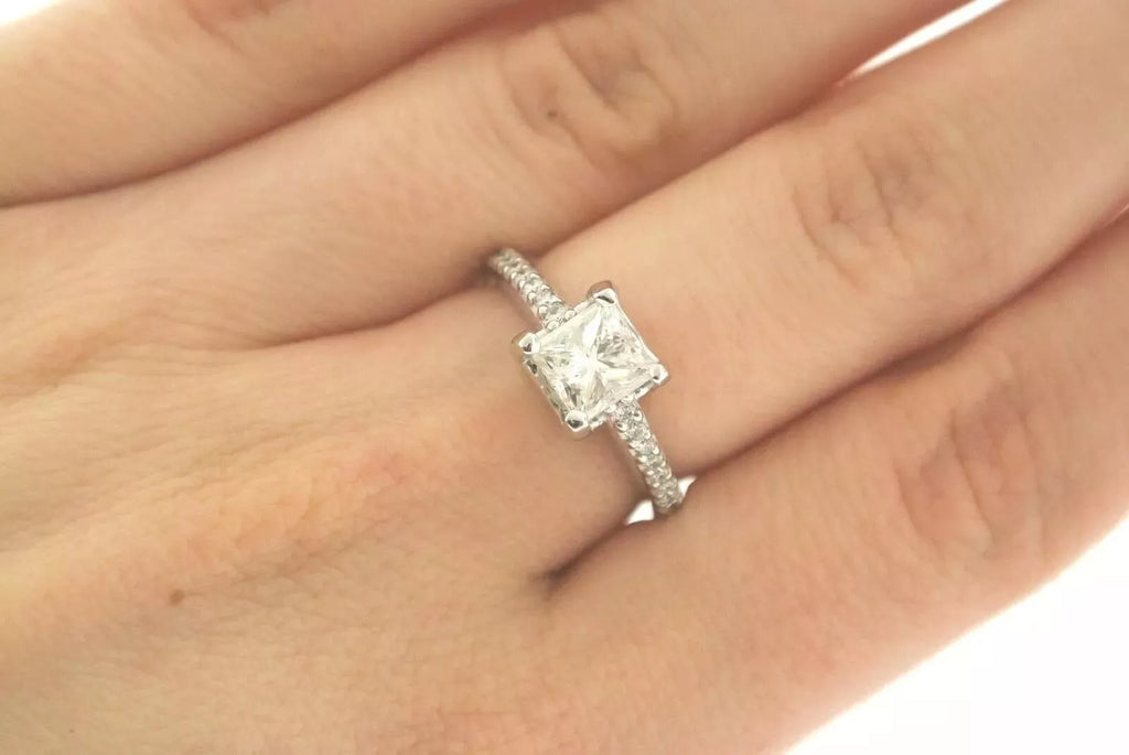 14K White Gold 1.75CT Princess Cut Diamond Engagement Ring, Size 5, 5gm, S12373