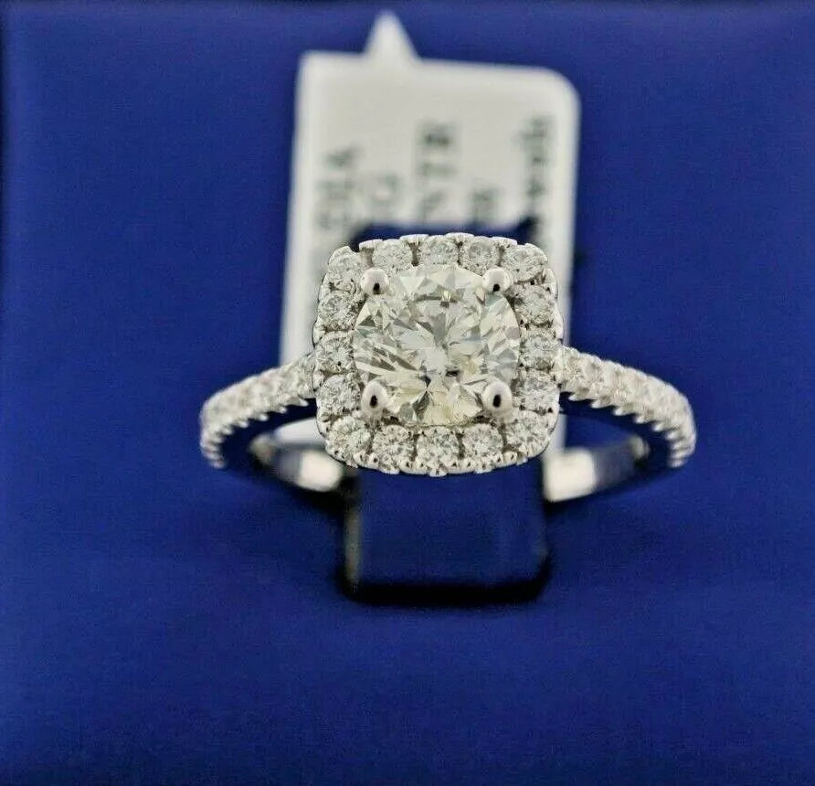 14k White Gold 1.85 CT Diamond Halo Engagement Ring, 3.8gm, Size 6.25, S13989