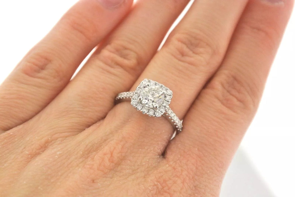 14k White Gold 1.85 CT Diamond Halo Engagement Ring, 3.8gm, Size 6.25, S13989
