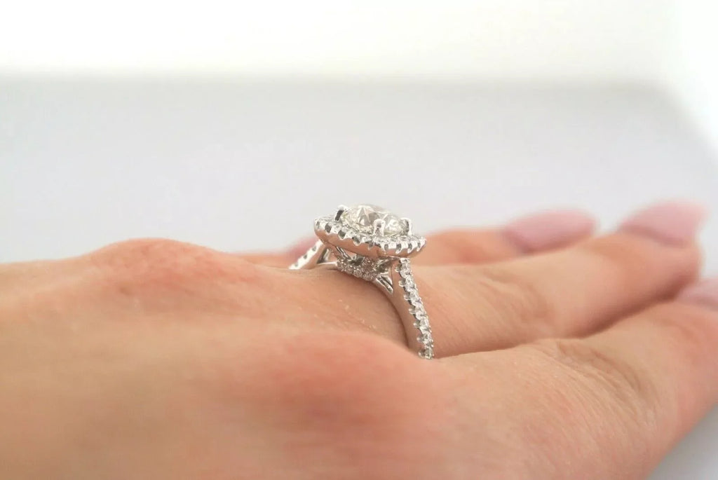14k White Gold 1.85 CT Diamond Halo Engagement Ring, 3.8gm, Size 6.25, S13989
