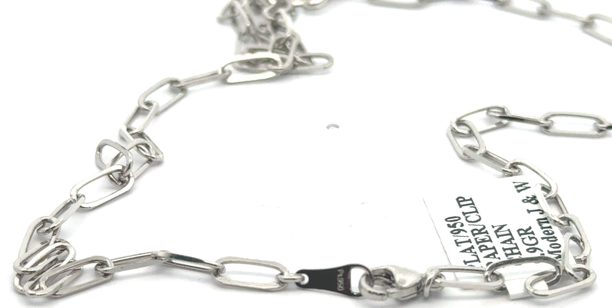 Platinum 950 Paper Clip Style Necklace - 9.9g Length - 18", S108160