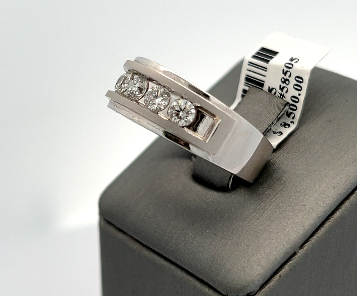 10k White Gold 1.0cT Diamond Men's Wedding Band, 8.8g, Size 10, S108175
