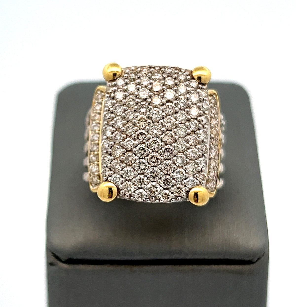 David Yurman 18K Gold and Silver Pave Wheaton Collection Ring S108184