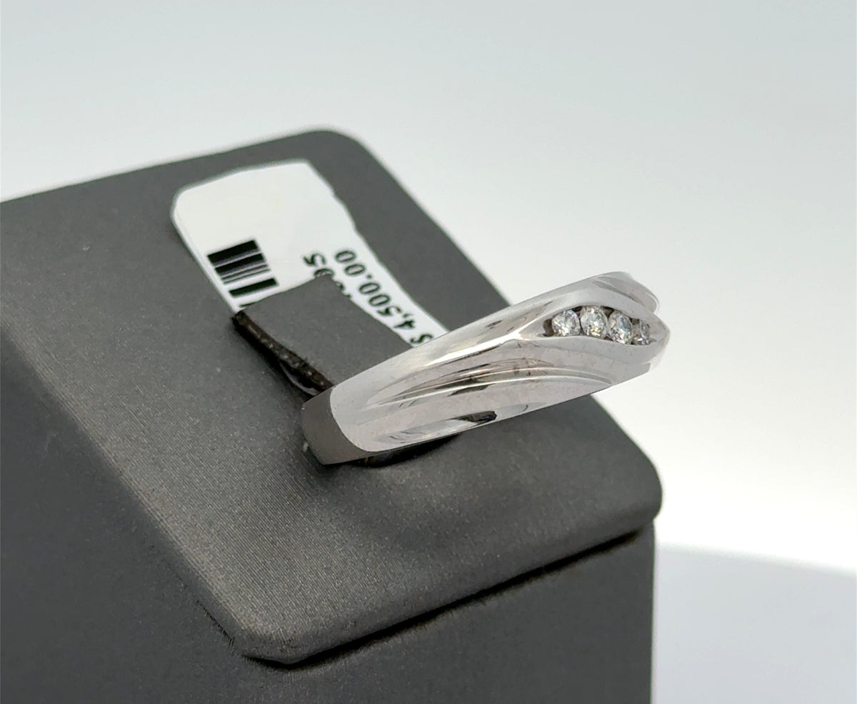 14k White Gold 0.25 CT Diamond Men's Wedding Band, 7.5g, Size 10.5, S14423