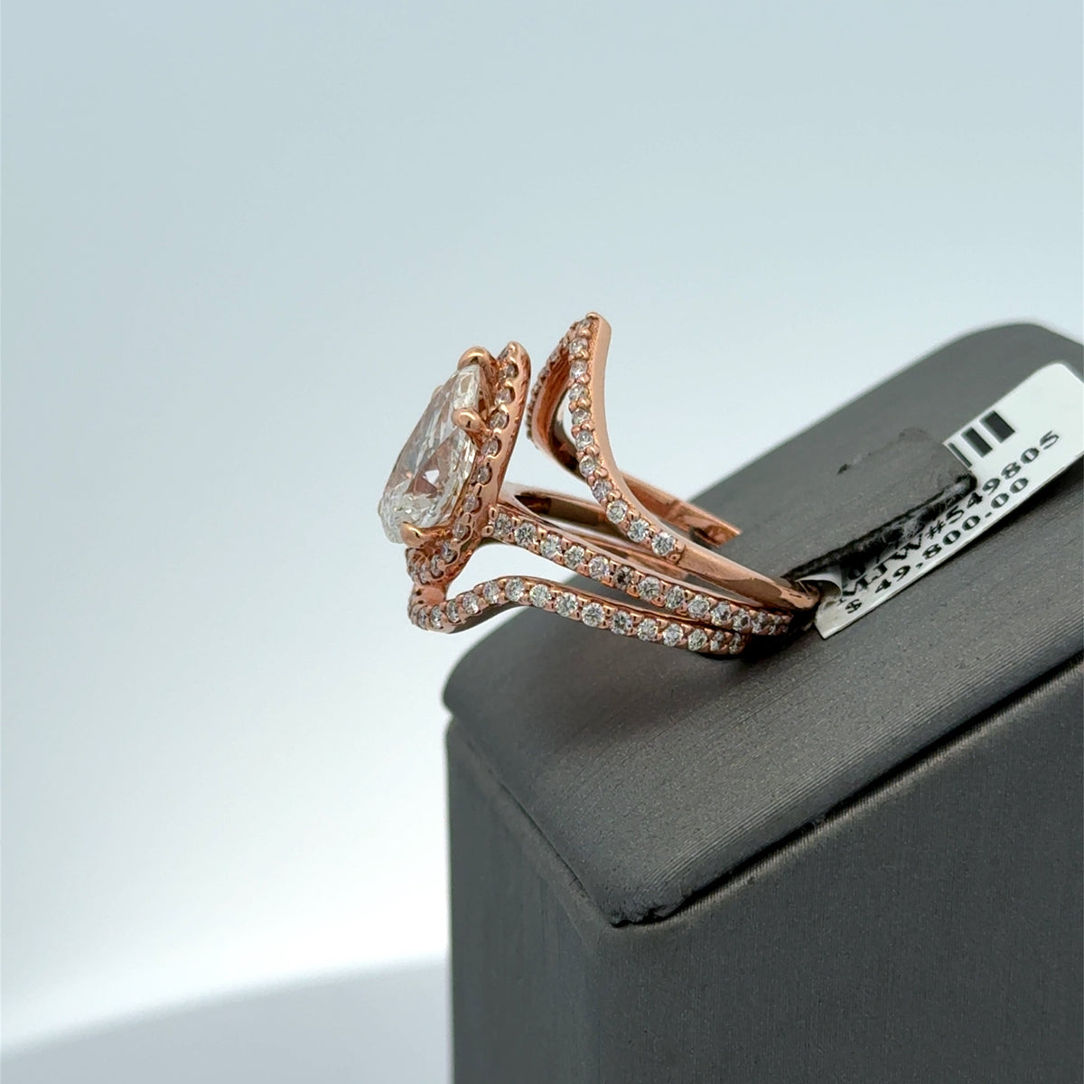 14k Rose Gold 3.0 CT Diamond Halo Engagement Ring Set, 5.8gm, Size 3.75, S107727