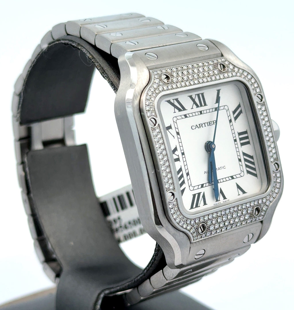 Cartier Santos Medium Model 35mm Original Diamonds W4SA0005 - Mint Full Set 2022