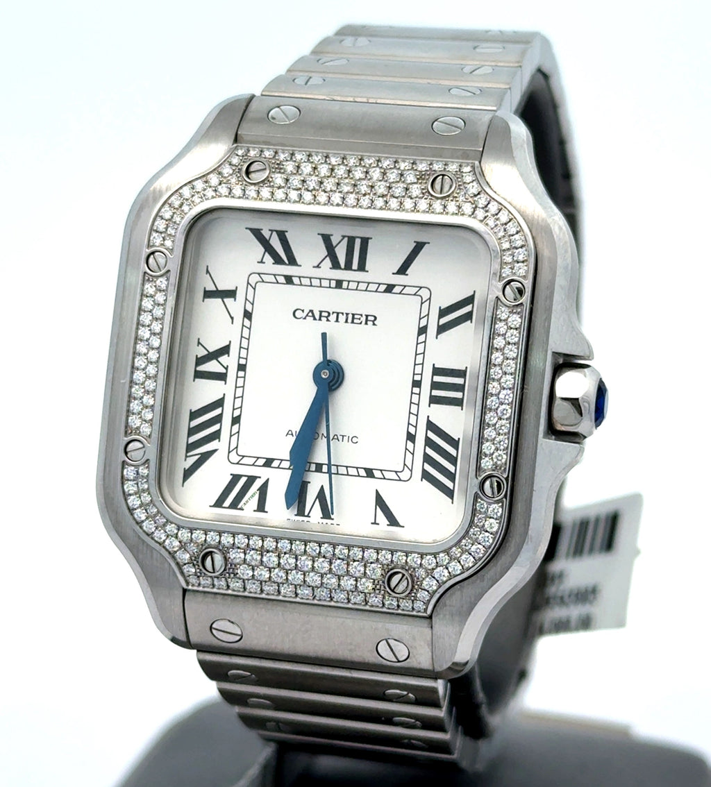 Cartier Santos Medium Model 35mm Original Diamonds W4SA0005 - Mint Full Set 2022