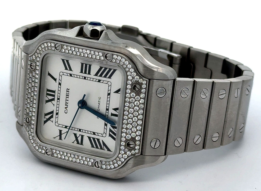 Cartier Santos Medium Model 35mm Original Diamonds W4SA0005 - Mint Full Set 2022