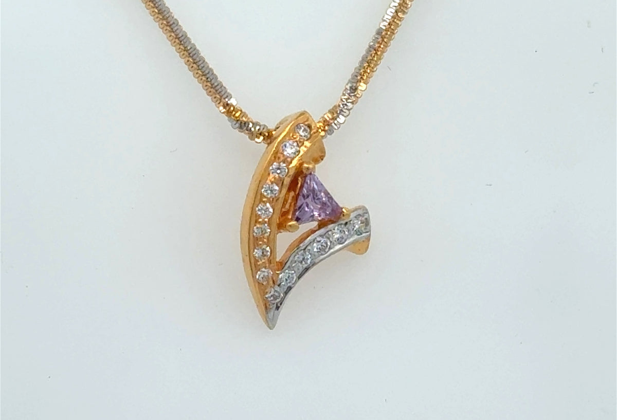 22K Two Tone Gold Chain Necklace and Earrings Set, Length 18", 11.6gm