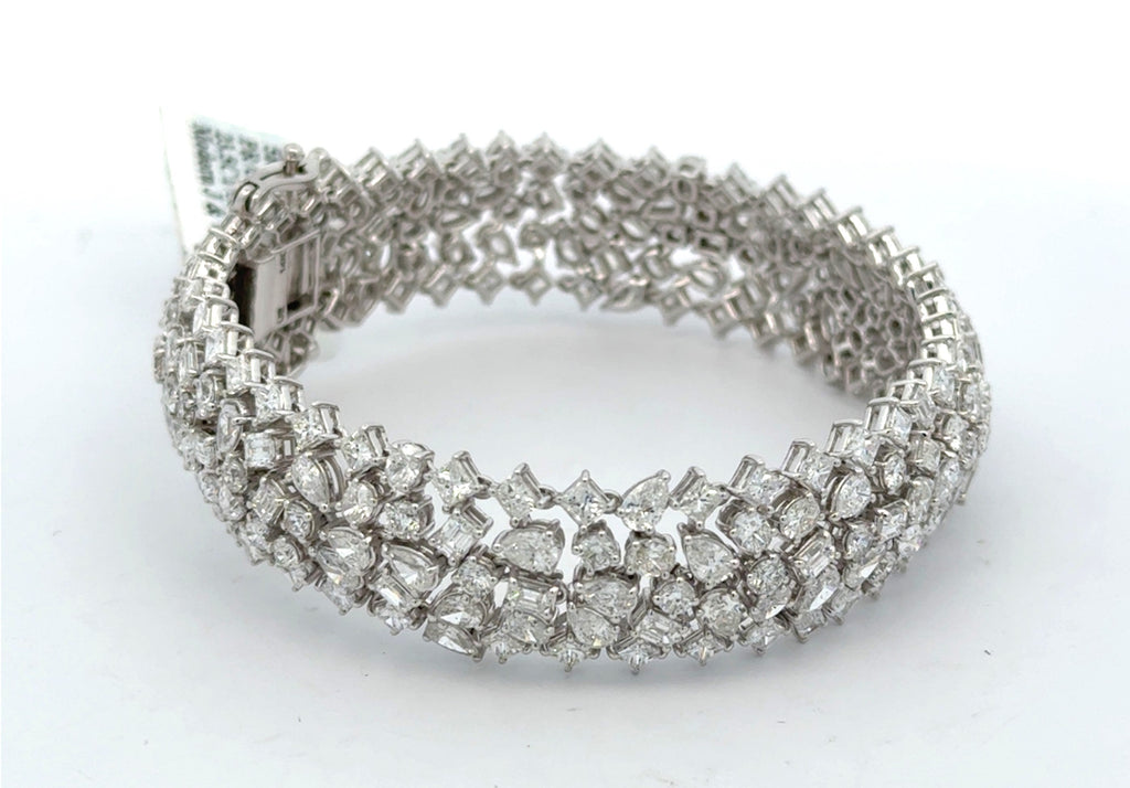 14k White Gold 21.5CT Diamond Bangle Bracelet, 35.7g, 8'',S108264