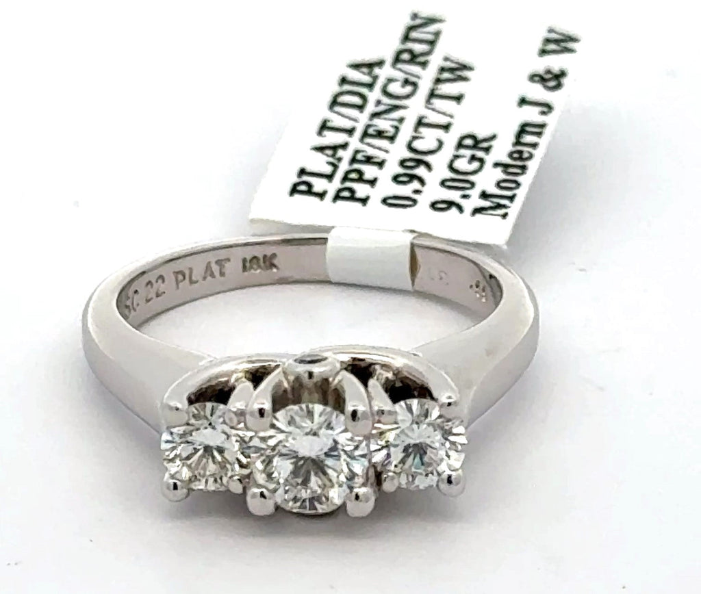 Platinum 0.99 CT Diamond Engagement Ring, 9.0g, Size 7, S108271