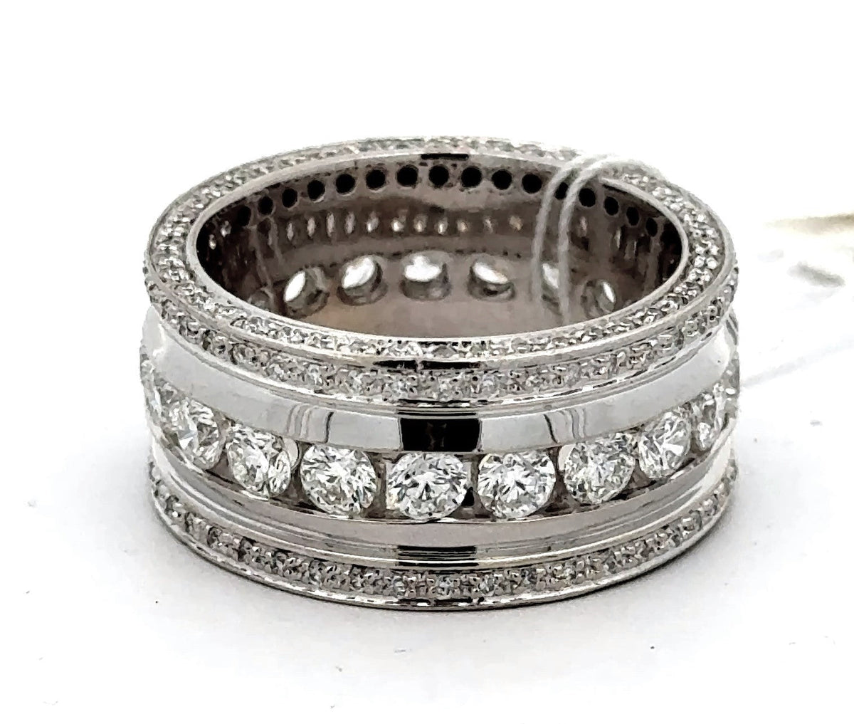 14k White Gold 4.00 CT Diamond Men's Band, 27.1g, Size 11.5, S108269