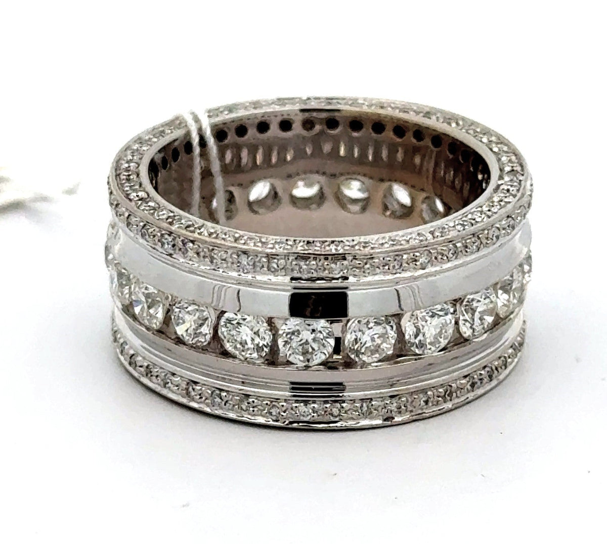 14k White Gold 4.00 CT Diamond Men's Band, 27.1g, Size 11.5, S108269