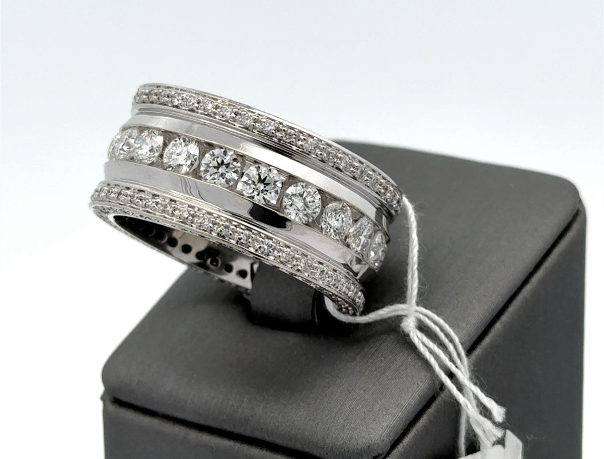 14k White Gold 4.00 CT Diamond Men's Band, 27.1g, Size 11.5, S108269