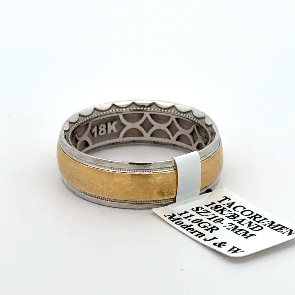 Tacori 18k Two Tone Gold Band Men's Ring, 11.0g, Size 10, S108270