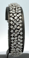 14k White Gold 17.0CT Diamond Bangle Bracelet, 26.6g, 7.5'', S108304