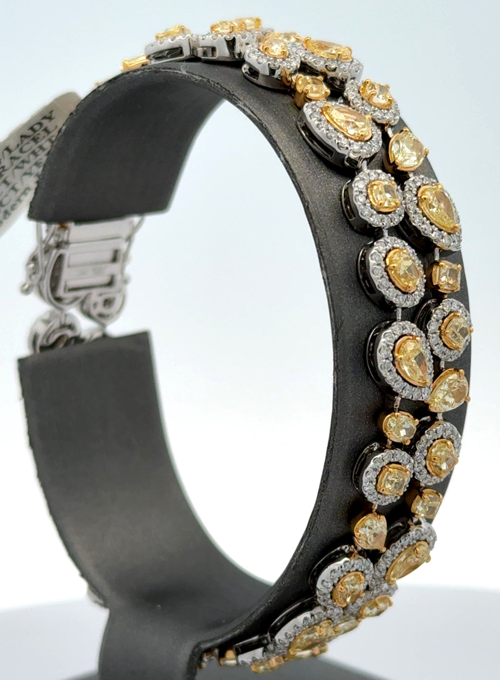 14k White Gold 11.25CTW Multi color Diamond Bangle Bracelet, 28.7g, 7''