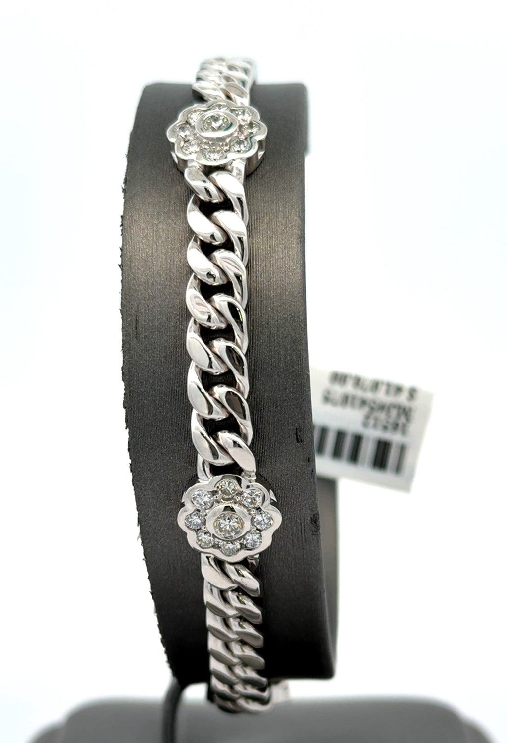 18k White Gold 1.80CT Cuban Link Diamond Bracelet, 35.8gm, 8", S16512