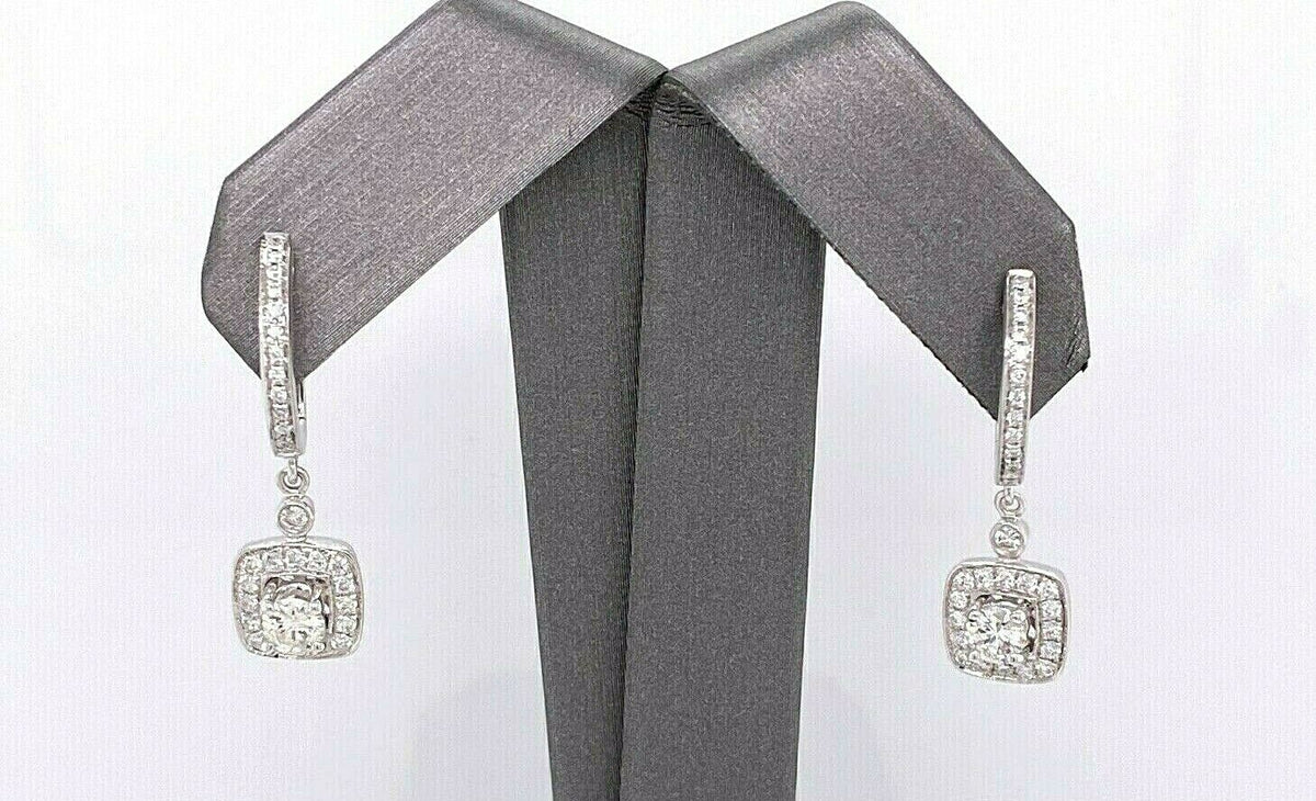 14K White Gold 2.00 CT Diamond Ladies Drop Earrings, 4.6gm, S13840