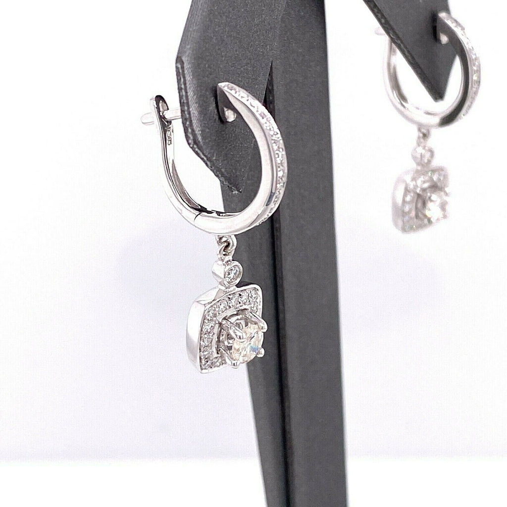 14K White Gold 2.00 CT Diamond Ladies Drop Earrings, 4.6gm, S13840