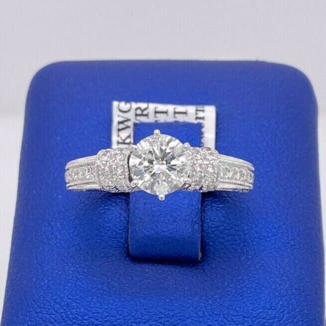 14k White Gold 1.60 CT Diamond Engagement Ring, 3.9gm, Size 6.25