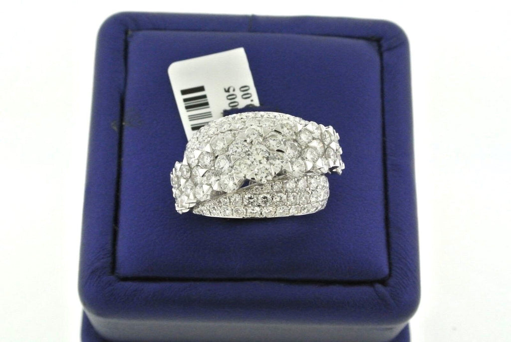 Fancy 18k White Gold 5.00 CT Diamond Cluster Ladies Ring, 9.4 gm, Size 6.5