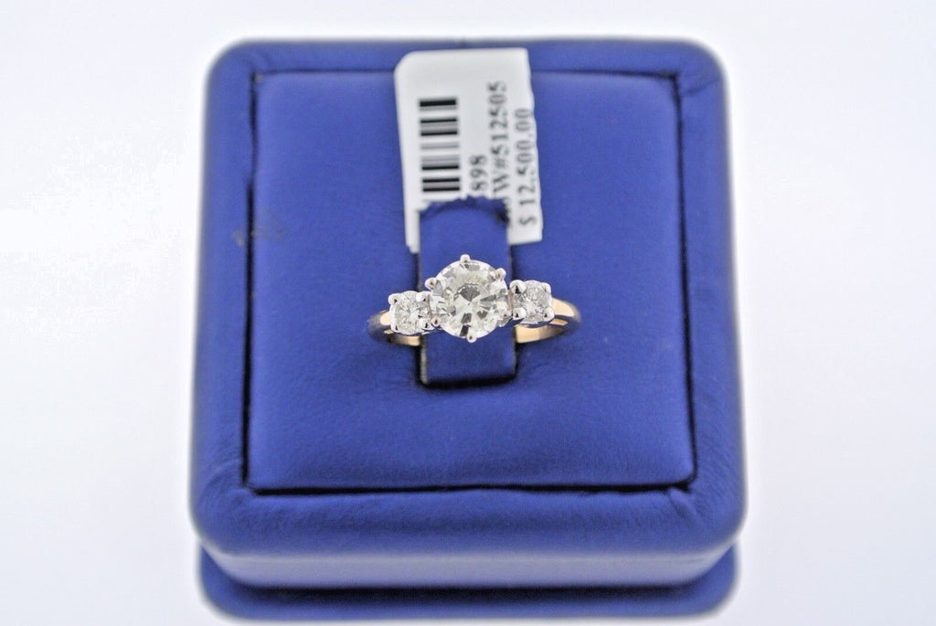 14k Two Tone Gold 1.25 CT Diamond Engagement Ring, 3.6gm, Size 4.75